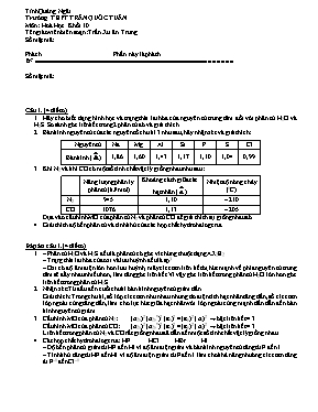 KIếm tra môn Hoá học khối 10 - Trường THPT Trần Quốc Tuấn